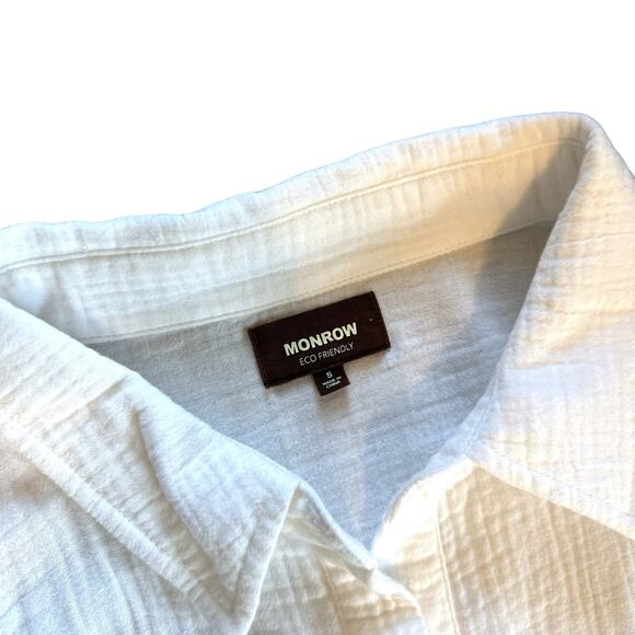 Monrow Gauze Cotton Henley Halter Collared Button Sleeveless Dress White Small - Picture 11 of 14